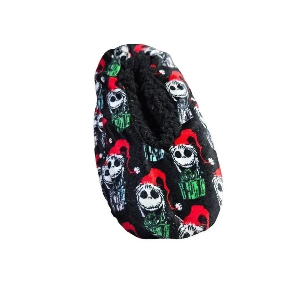 Nightmare Before Christmas Slippers Disney Woman's Size 7-9.5 Fuzzy Baba Sherpa